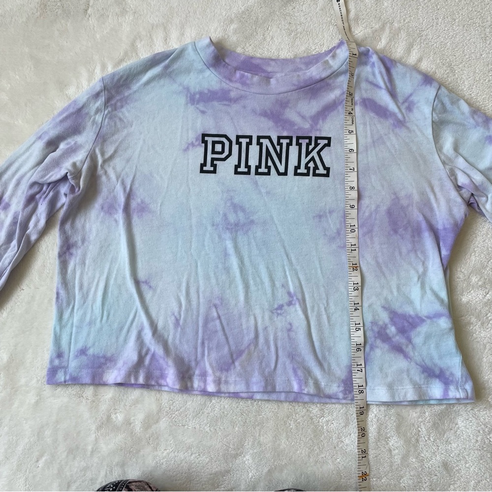 PINK Victoria’s Secret Pastel Tie-Dye Cropped Long Sleeve size Small - Picture 10 of 10